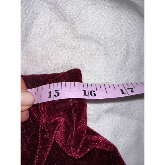 BURGUNDY STRETCH VELVET BELL BOTTOMS FLARES S - Picture 3 of 6